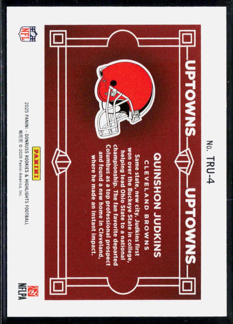 Quinshon Judkins The Rookies Uptowns Horizontal Green 2025 Donruss Super Rare!