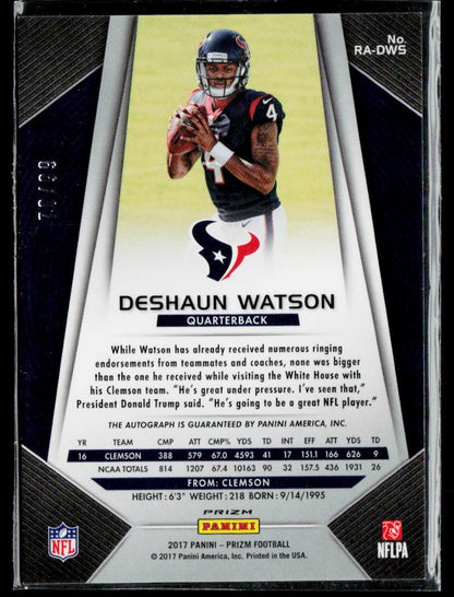 Deshaun Watson Rookie Autographs Prizm Green Scope /99 Rare!