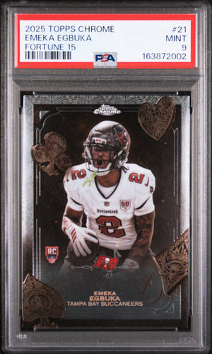 Emeka Egbuka PSA 9 Topps Chrome Rookie Fortune 15