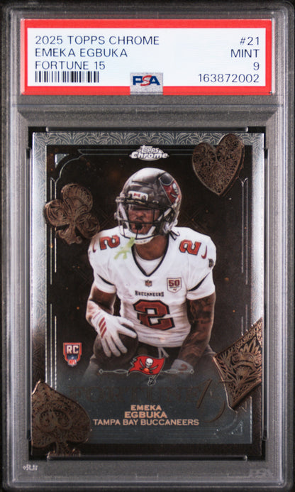 Emeka Egbuka PSA 9 Topps Chrome Rookie Fortune 15