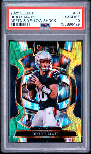 Drake Maye Green & Yellow Shock PSA 10 Gem Mint Banger!