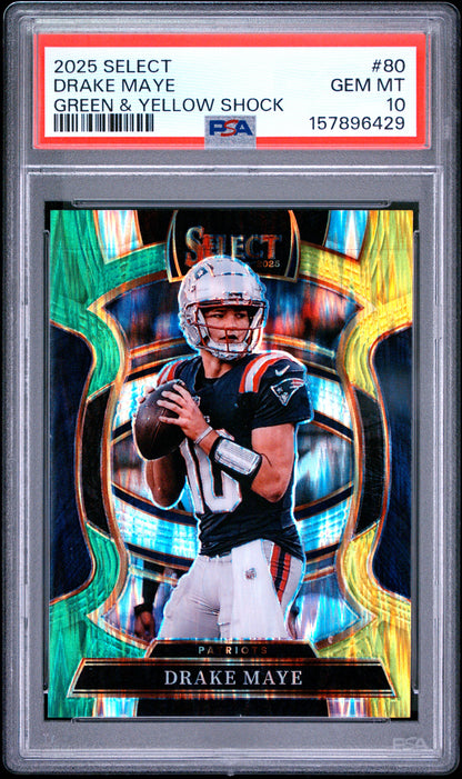Drake Maye Green & Yellow Shock PSA 10 Gem Mint Banger!