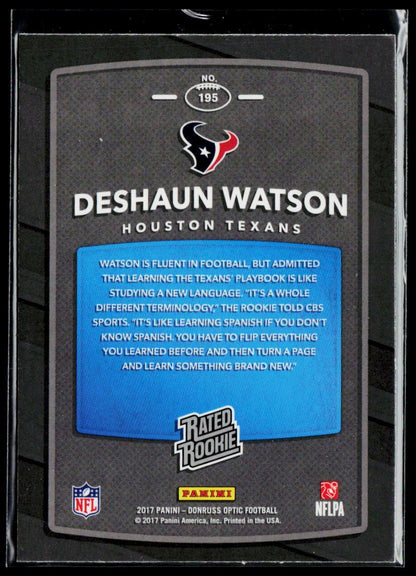 Deshaun Watson White Sparkle Rookie SSP 2017 Donruss Optic Super Short Print