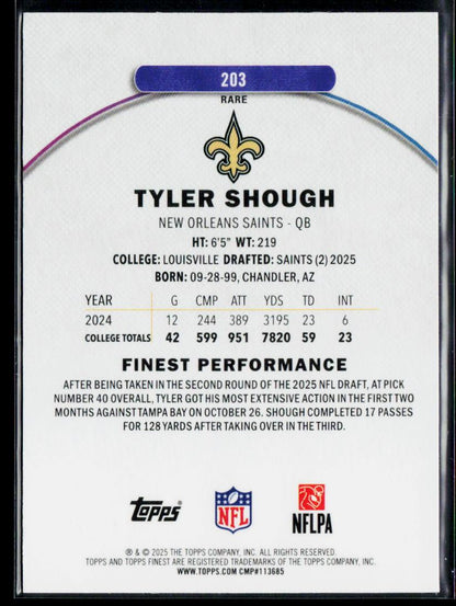 Tyler Shough Rookie Topps Finest Purple  /125 Short Print Banger!
