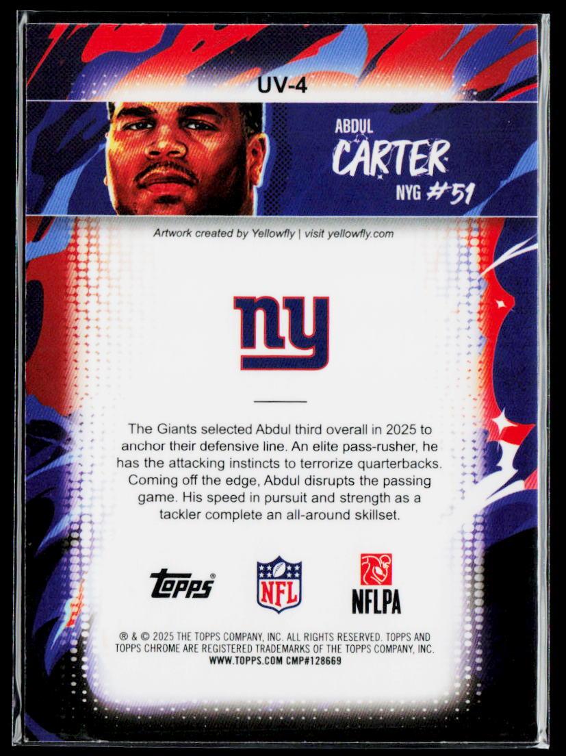 Abdul Carter Ultra-Violet All-Stars SSP Case Hit Super Rare 2025 Topps Chrome
