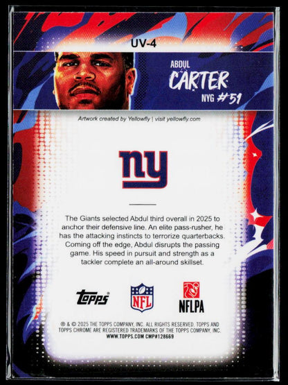 Abdul Carter Ultra-Violet All-Stars SSP Case Hit Super Rare 2025 Topps Chrome