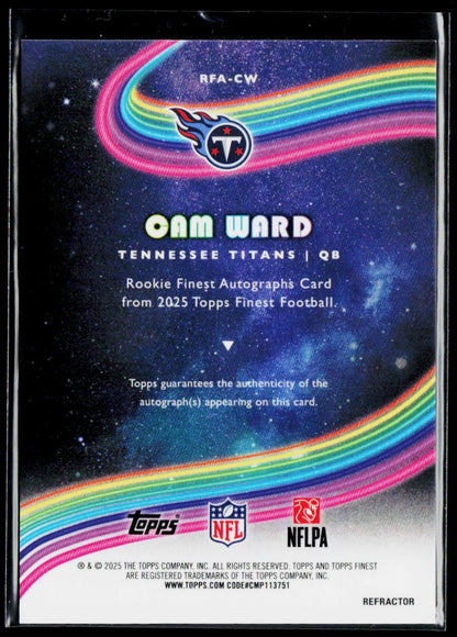Cam Ward Rookie Finest Autographs Refractor 2025 Finest #RFA-CW
